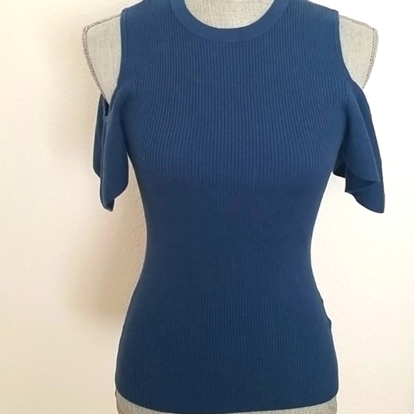 WHBM Cold-shoulder Flutter Sleeve Top - Picture 2 of 5